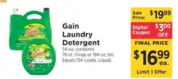 ShopRite Gain Laundry Detergent offer