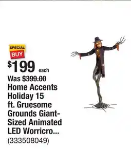 The Home Depot Home Accents Holiday 15 ft. Gruesome Grounds Giant-Sized Animated LED Worricrow H10 offer