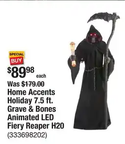 The Home Depot Home Accents Holiday 7.5 ft. Grave & Bones Animated LED Fiery Reaper H20 offer