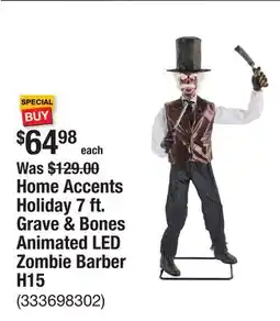 The Home Depot Home Accents Holiday 7 ft. Grave & Bones Animated LED Zombie Barber H15 offer