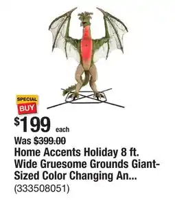 The Home Depot Home Accents Holiday 8 ft. Wide Gruesome Grounds Giant-Sized Color Changing Animated LED Wyvern H9 offer