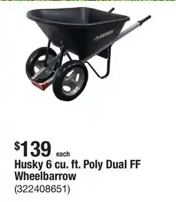 The Home Depot Husky 6 cu. ft. Poly Dual FF Wheelbarrow offer