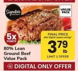 Safeway Signature Select 80% Lean Ground Beef Value Pack offer