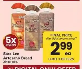 Safeway Sara Lee Artesano Bread offer