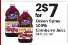 Safeway Ocean Spray 100% Cranberry Juice offer