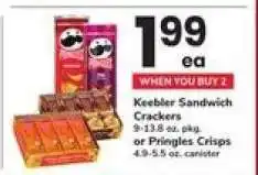 Safeway Keebler Sandwich Crackers or Pringles Crisps offer