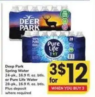 Safeway Deer Park Spring Water or Pure Life Water offer
