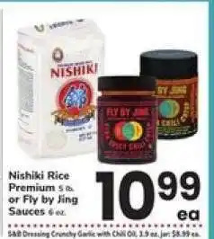 Safeway Nishiki Rice Premium or Fly by Jing Sauces offer