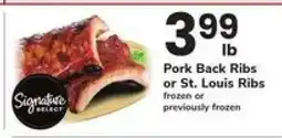Safeway Pork Back Ribs or St Louis Ribs offer