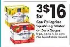 Safeway San Pellegrino Sparkling Water or Zero Sugar offer