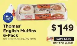 ShopRite Thomas' English Muffins 6-Pack offer