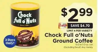 ShopRite Chock full O'Nuts Ground Coffee offer