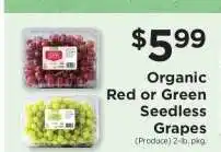 ShopRite Organic Red or Green Seedless Grapes offer