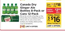 ShopRite Canada Dry Ginger Ale Bottles 8-Pack or Cans 12-Pack offer