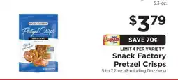 ShopRite Snack Factory Pretzel Crisps offer