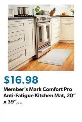 Sam's Club Member's Mark Comfort Pro Anti-Fatigue Kitchen Mat, 20 x 39, Assorted Designs offer