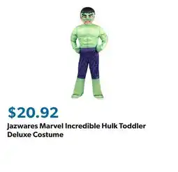 Sam's Club Jazwares Marvel Incredible Hulk Toddler Deluxe Costume offer