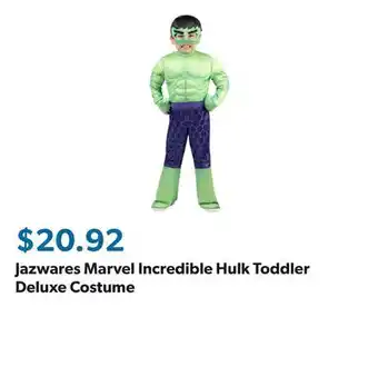 Sam's Club Jazwares Marvel Incredible Hulk Toddler Deluxe Costume offer