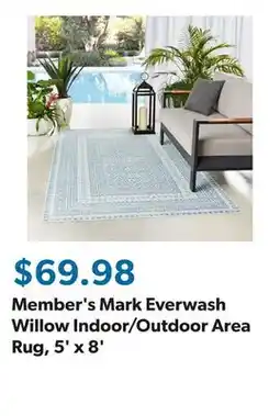 Sam's Club Member's Mark Everwash Willow Indoor/Outdoor Area Rug, 5' x 8' offer