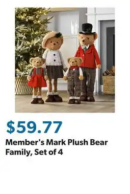 Sam's Club Member's Mark Plush Bear Family, Set of 4 offer