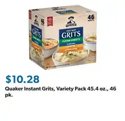 Sam's Club Quaker Instant Grits, Variety Pack 45.4 oz., 46 pk offer