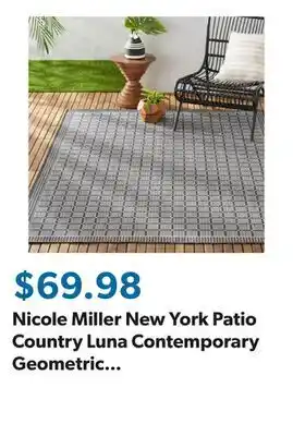 Sam's Club Nicole Miller New York Patio Country Luna Contemporary Geometric Indoor/Outdoor Area Rug, Black/Gray offer