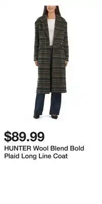 TJ Maxx HUNTER Wool Blend Bold Plaid Long Line Coat offer