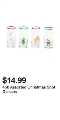 TJ Maxx 4pk Assorted Christmas Shot Glasses offer