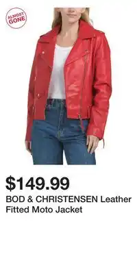 TJ Maxx BOD & CHRISTENSEN Leather Fitted Moto Jacket offer