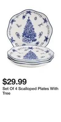 TJ Maxx Set Of 4 Scalloped Plates With Tree offer