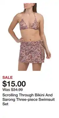 TJ Maxx Scrolling Through Bikini And Sarong Three-piece Swimsuit Set offer