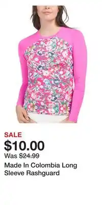 TJ Maxx Made In Colombia Long Sleeve Rashguard offer