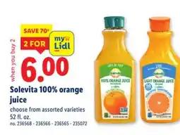 Lidl Solevita 100% orange juice offer