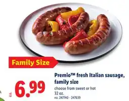 Lidl Premio fresh Italian sausage, family size offer