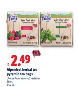 Lidl Alpenfest herbal tea pyramid tea bags offer