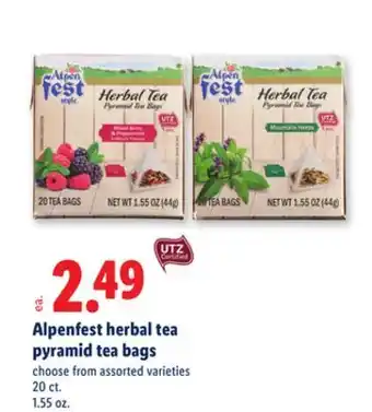 Lidl Alpenfest herbal tea pyramid tea bags offer