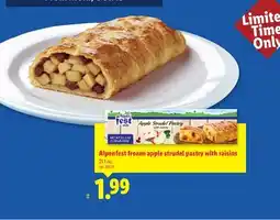 Lidl Alpenfest frozen apple strudel pastry with raisins offer