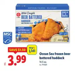 Lidl Ocean Sea frozen beer battered haddock offer
