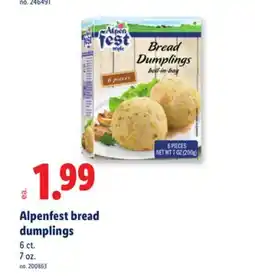 Lidl Alpenfest bread dumplings offer