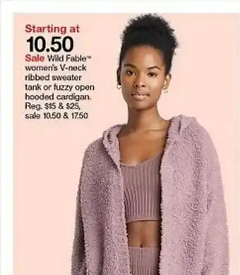 Target Wild Fable Women's V-neck Ribbed Sweater Tank Or Fuzzy Open Hooded Cardigan offer