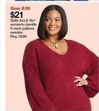 Target Ava & Viv Women's Chenille V-neck Pullover Sweater offer