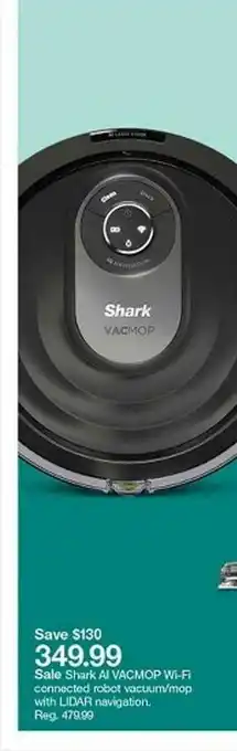 Target Shark Al Vacmop Wi-fi Connected Robot Vacuum Mop With Lidar Navigation offer