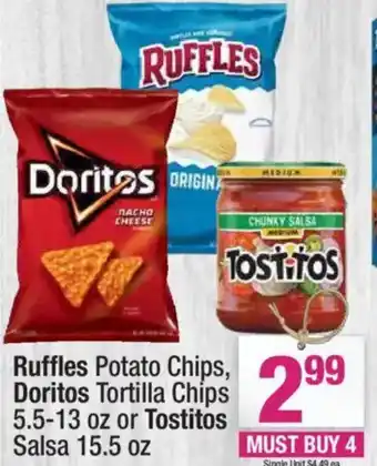 Super King Markets Ruffles Potato Chips or Doritos Tortilla Chips offer