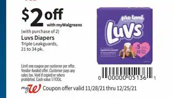 Walgreens Luvs Diapers offer