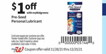 Walgreens Pre-seed Personal Lubricant offer