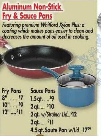 Ocean State Job Lot Aluminum Non-stick Fry & Sauce Pans offer
