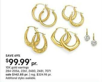 JC Penney 10k Gold Earrings offer