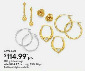 JC Penney 14k Gold Earrings offer