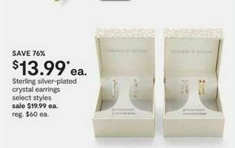 JC Penney Sterling Silver-plated Crystal Earrings offer