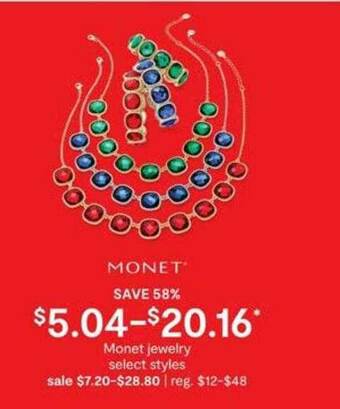 JC Penney Monet Jewelry offer